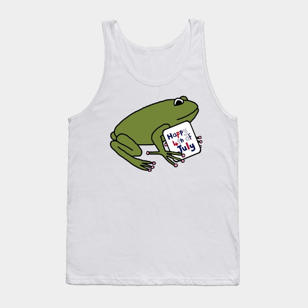 Happy 4th of July says Green Frog Tank Top by ellenhenryart